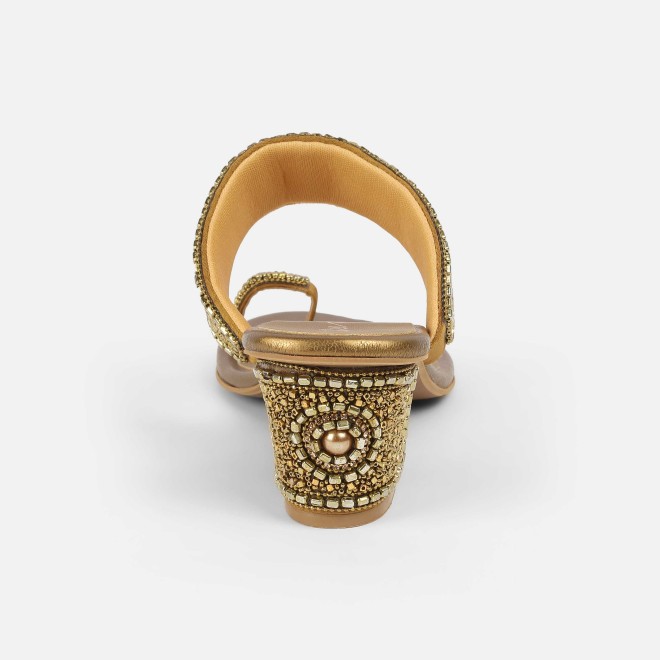 Cheemo Women Antic-gold Ethnic Slip Ons (SKU: 92-292-28-39)