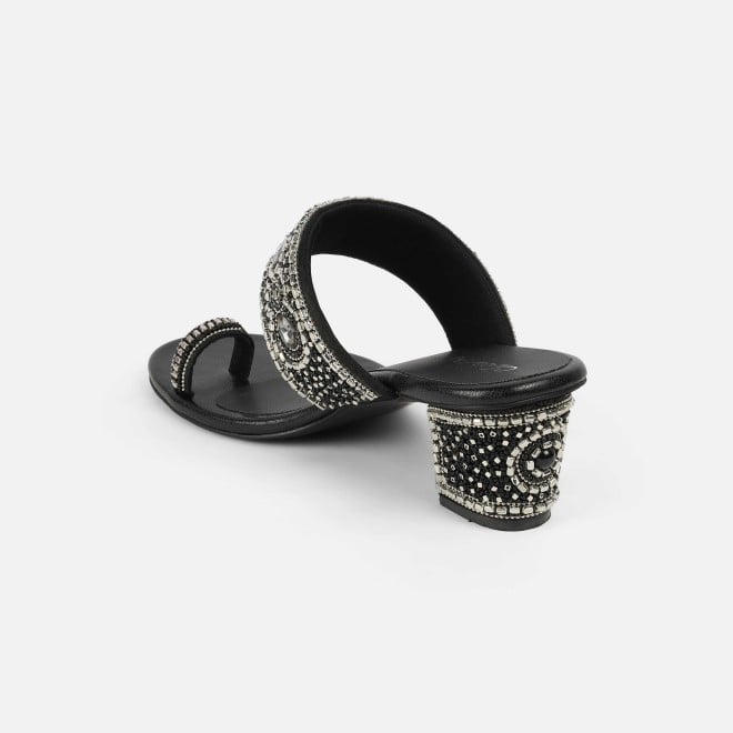 Cheemo Women Black Ethnic Slip Ons (SKU: 92-292-11-37)