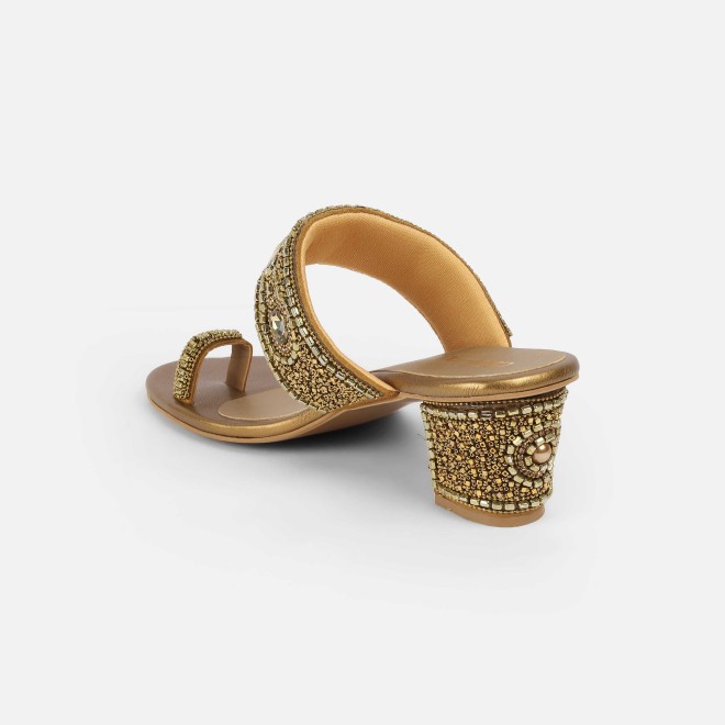 Cheemo Women Antic-gold Ethnic Slip Ons (SKU: 92-292-28-39)