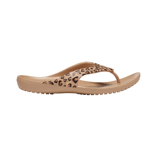 Crocs Women Leopard-Gold Casual Flip Flops