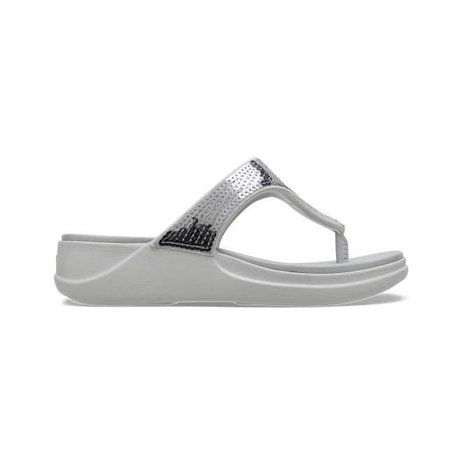 Crocs Women Pearl White-Silver Casual Slippers (SKU: 118-207647-178-4)