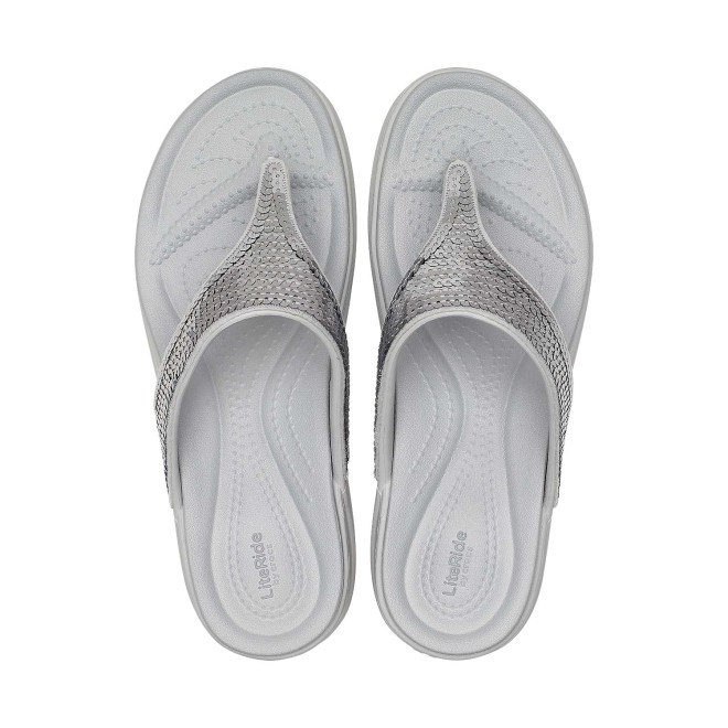 Crocs Women Pearl White-Silver Casual Slippers (SKU: 118-207647-178-4)