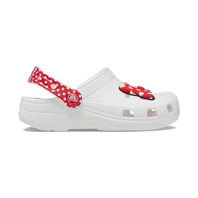 Crocs Kids-Girls White-Red Casual Clogs