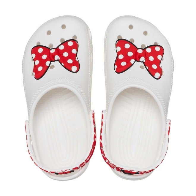 Crocs Kids-Girls White-Red Casual Clogs (SKU: 127-208711-119-1)