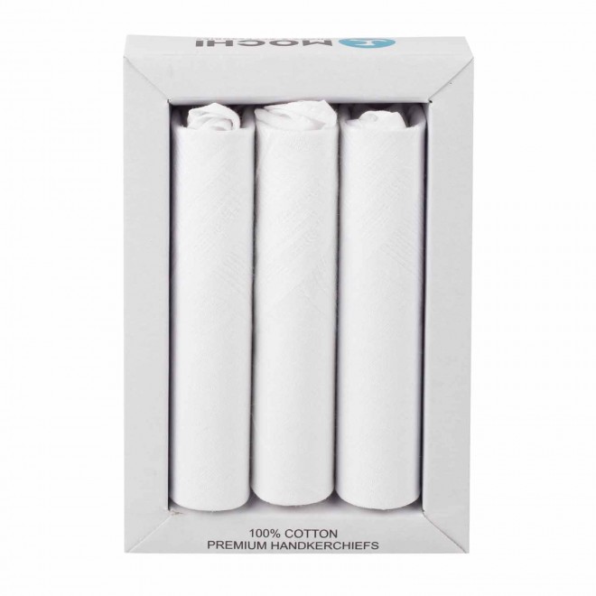 Mochi Men White Handkerchief Pack of 3