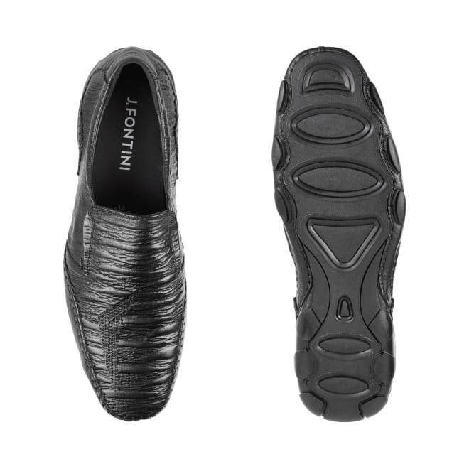 J.Fontini Men Black Ethnic Moccasin (SKU: 14-110L-11-46)