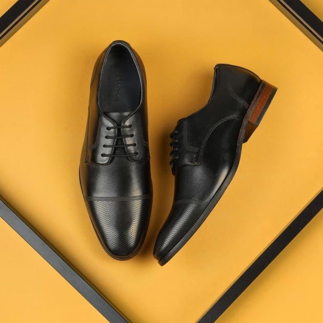J.Fontini Men Black Formal Oxford