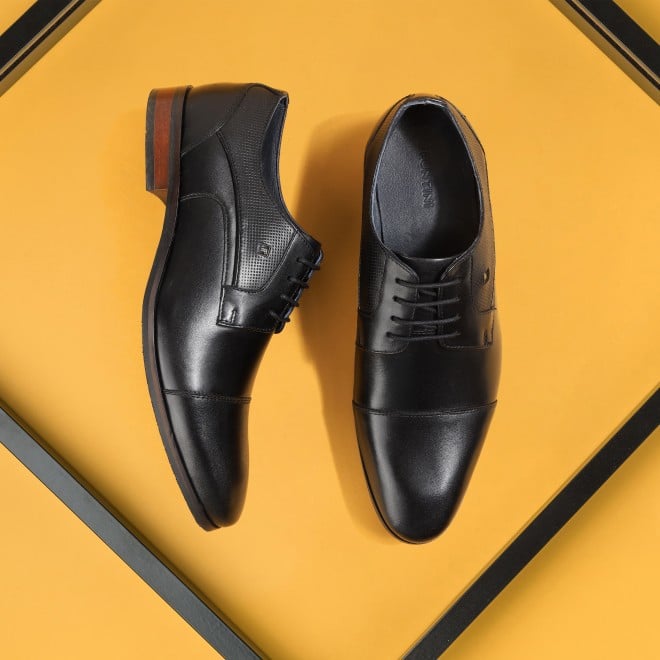 J.Fontini Men Black Formal Oxford
