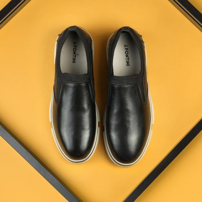 J.Fontini Men Black Casual Moccasin