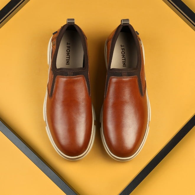 J.Fontini Men Tan Casual Moccasin