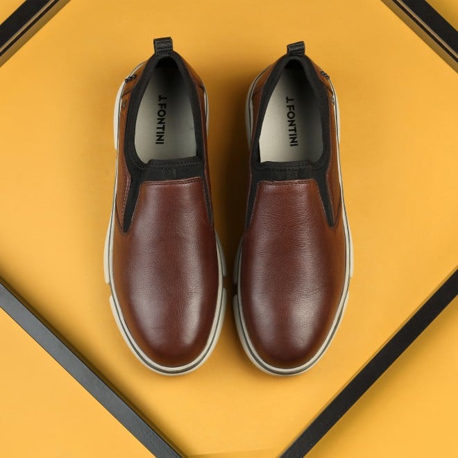 J.Fontini Men Wine Casual Moccasin