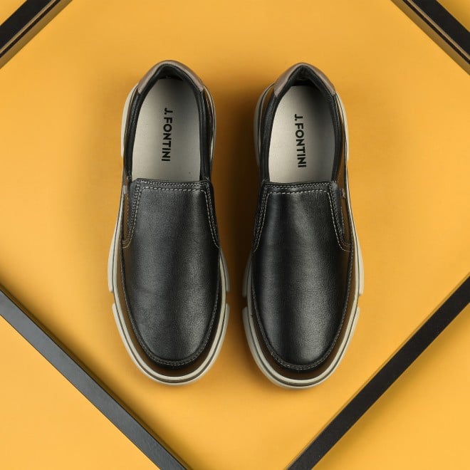J.Fontini Men Black Casual Moccasin