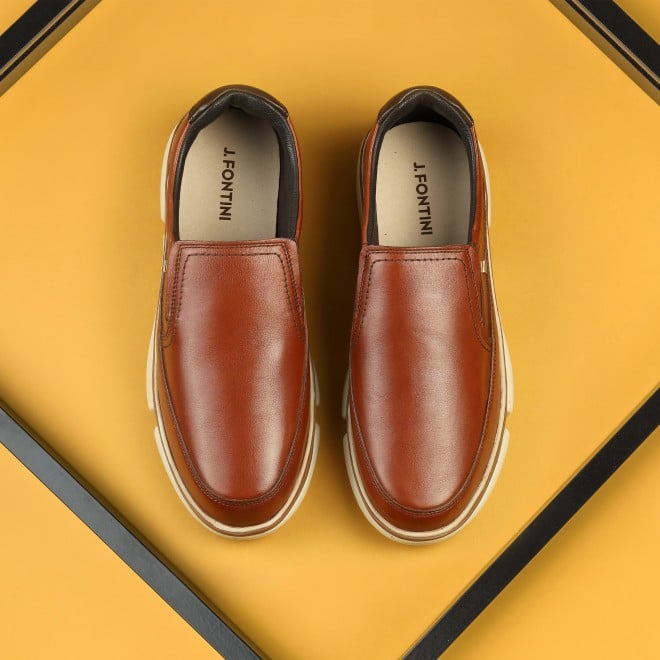 J.Fontini Men Tan Casual Moccasin