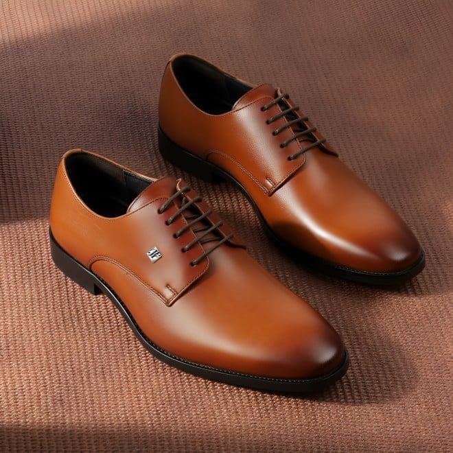J.Fontini Men Tan Formal Lace Up