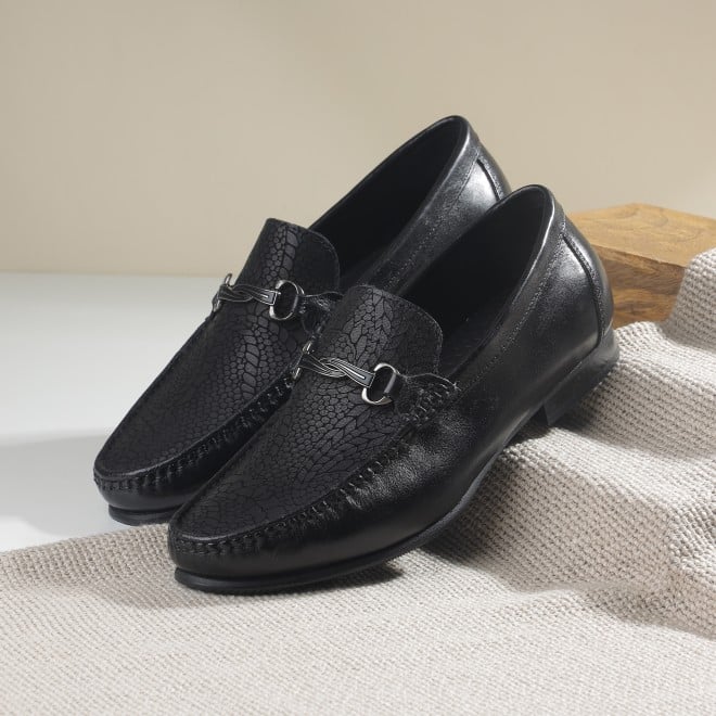 J.Fontini Men Black Formal Moccasin