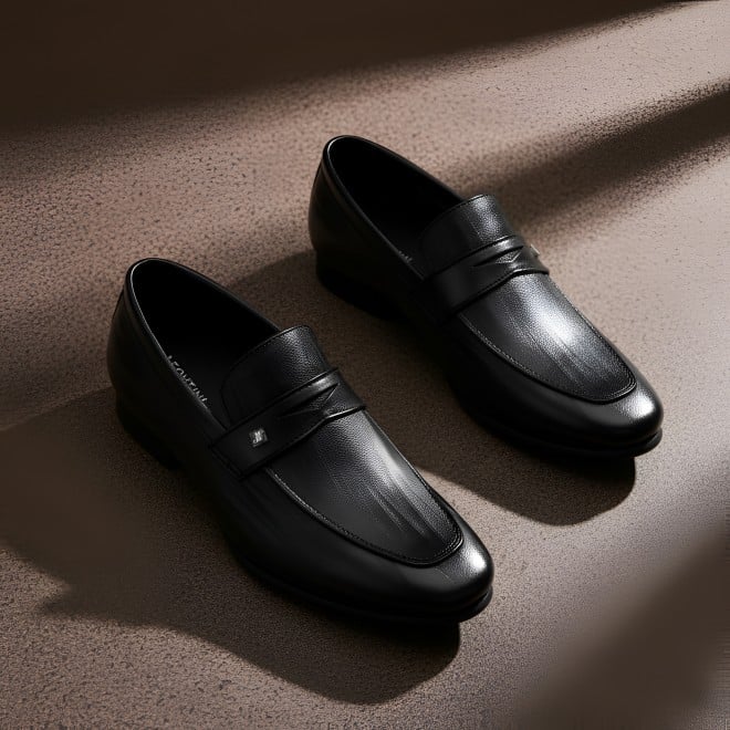 J.Fontini Men Black Formal Moccasin