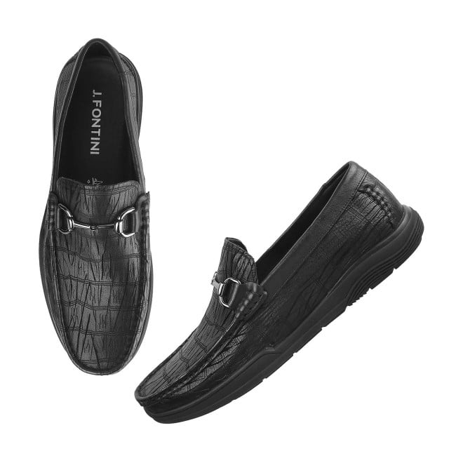 J.Fontini Men Black Casual Loafers (SKU: 14-1370L-11-46)