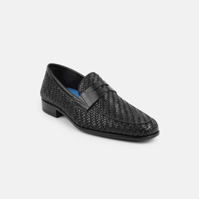 J.Fontini Men Black Party Moccasin