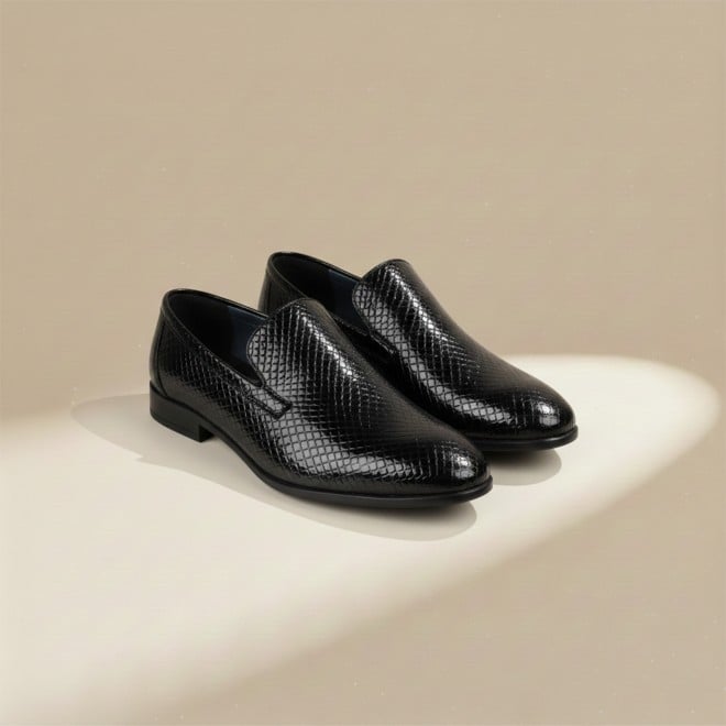 J.Fontini Men Black Party Moccasin