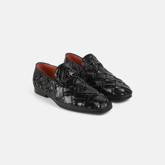J.Fontini Men Black Ethnic Slip Ons (SKU: 14-1648-11-40)