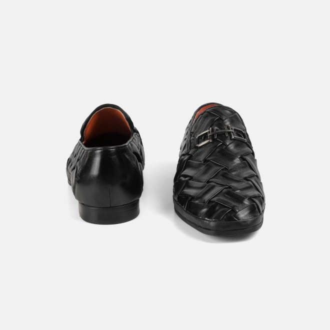 J.Fontini Men Black Ethnic Slip Ons (SKU: 14-1648-11-40)