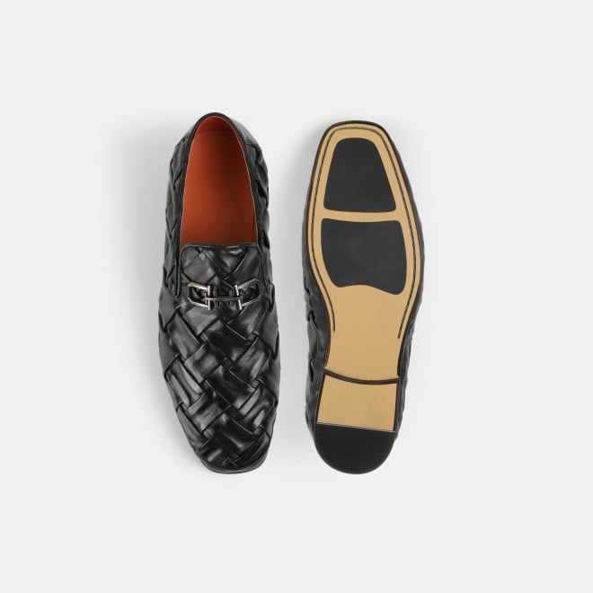 J.Fontini Men Black Ethnic Slip Ons (SKU: 14-1648-11-40)
