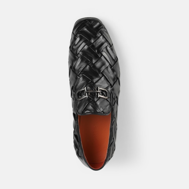 J.Fontini Men Black Ethnic Slip Ons (SKU: 14-1648-11-40)