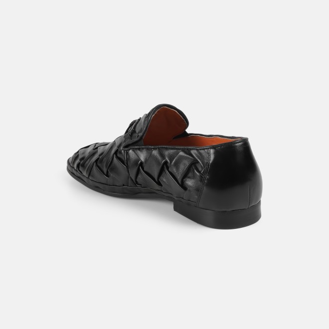 J.Fontini Men Black Ethnic Slip Ons (SKU: 14-1648-11-40)