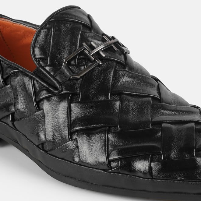 J.Fontini Men Black Ethnic Slip Ons (SKU: 14-1648-11-40)