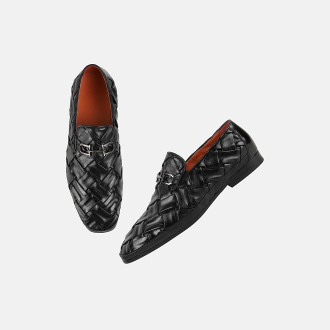 J.Fontini Men Black Ethnic Slip Ons (SKU: 14-1648-11-40)