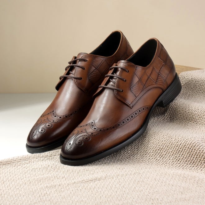 J.Fontini Men Tan Formal Brogue