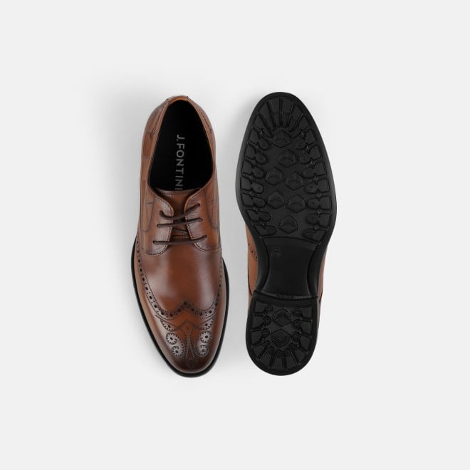 J.Fontini Men Tan Formal Brogue (SKU: 14-1651-23-42)