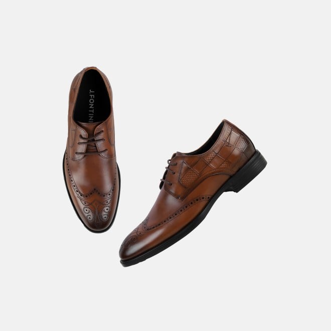 J.Fontini Men Tan Formal Brogue (SKU: 14-1651-23-42)
