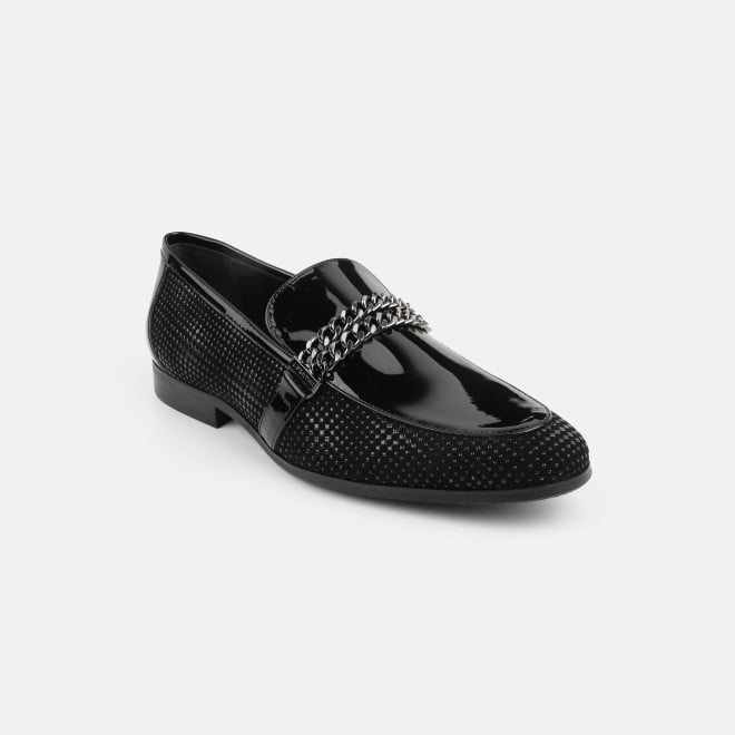 J.Fontini Men Black Party Moccasin
