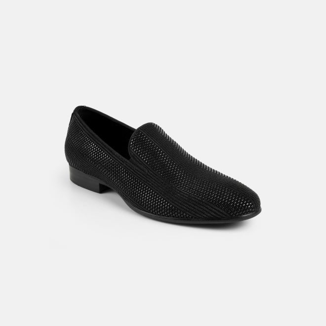 J.Fontini Men Black Party Moccasin