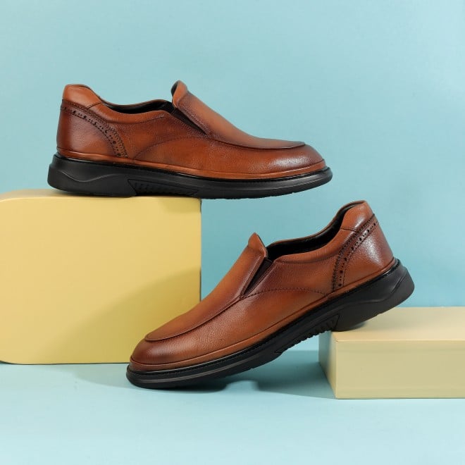 J.Fontini Men Tan Formal Moccasin