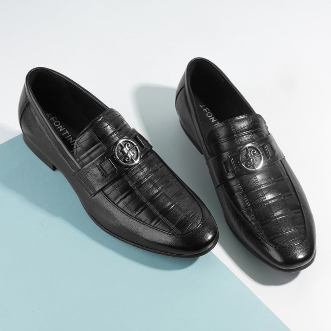 J.Fontini Men Black Formal Moccasin (SKU: 14-1670-11-40)