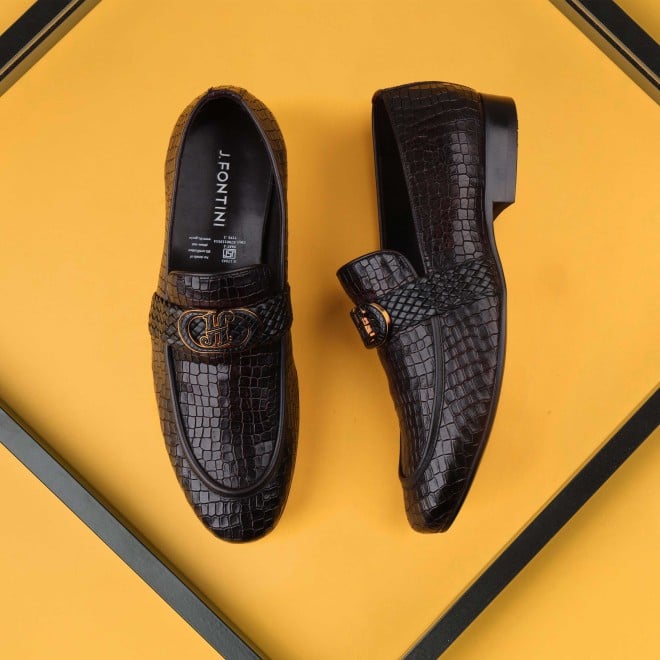 J.Fontini Men Brown Formal Moccasin