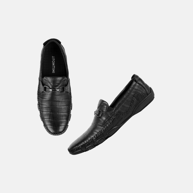 J.Fontini Men Black Casual Loafers (SKU: 14-1679-11-40)