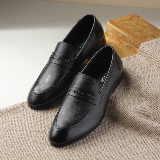 J.Fontini Men Black Formal Moccasin