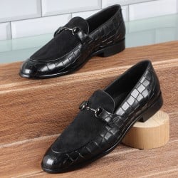 Men Black Formal Slip-Ons