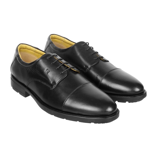 J.Fontini Men Black Formal Oxford