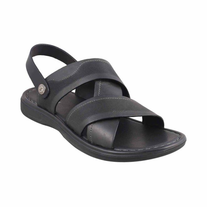 J.Fontini Men Black Casual Sandals