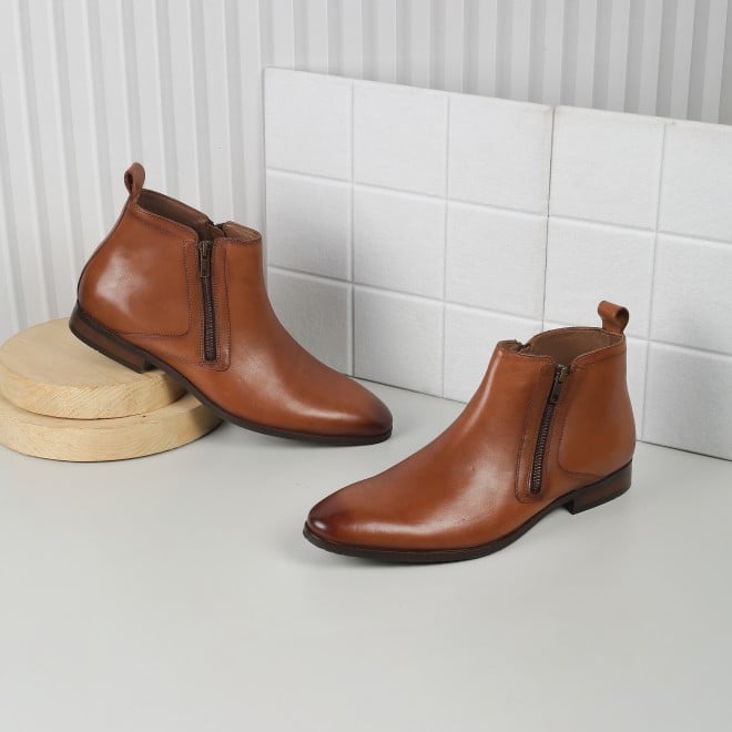 J.Fontini Men Tan Formal Boots