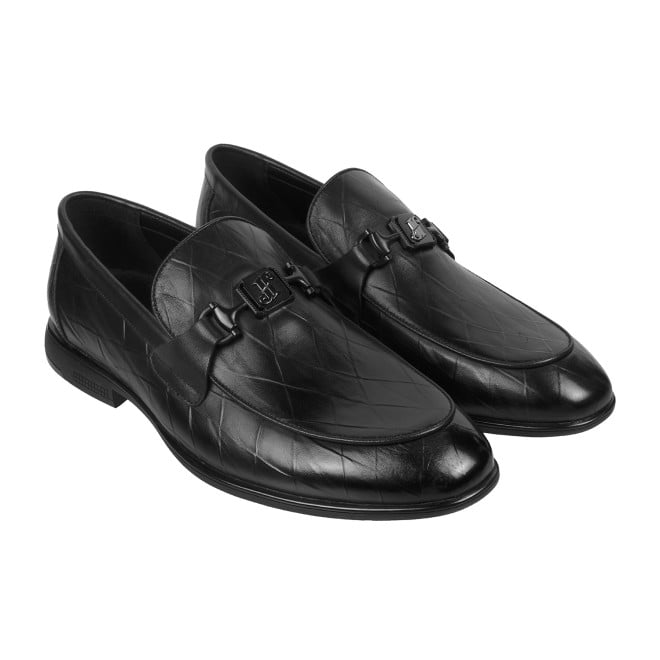 J.Fontini Men Black Formal Moccasin