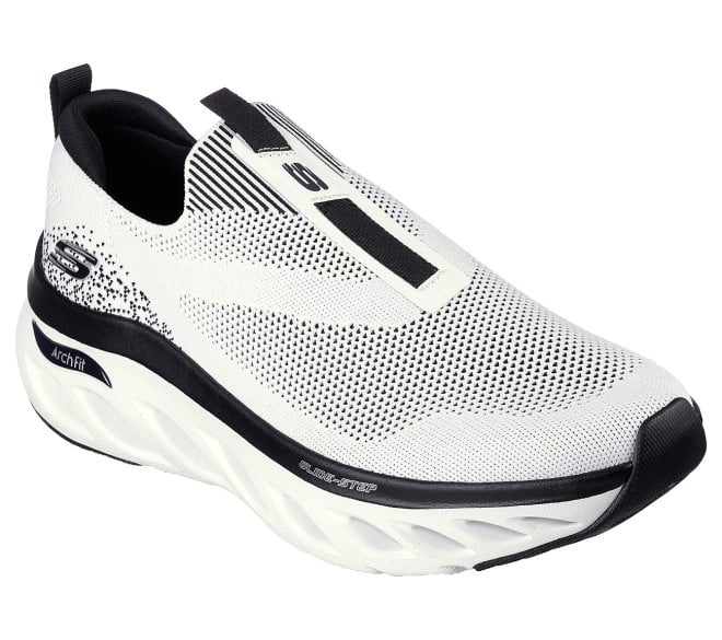 Skechers Men White-Black Sports Walking Shoes