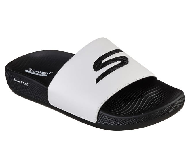 Skechers Men White-Black Casual Slippers