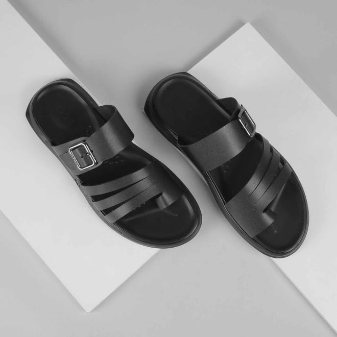 Mochi Men Black Casual Slippers & Flip Flops (SKU: 16-1004-11-40)