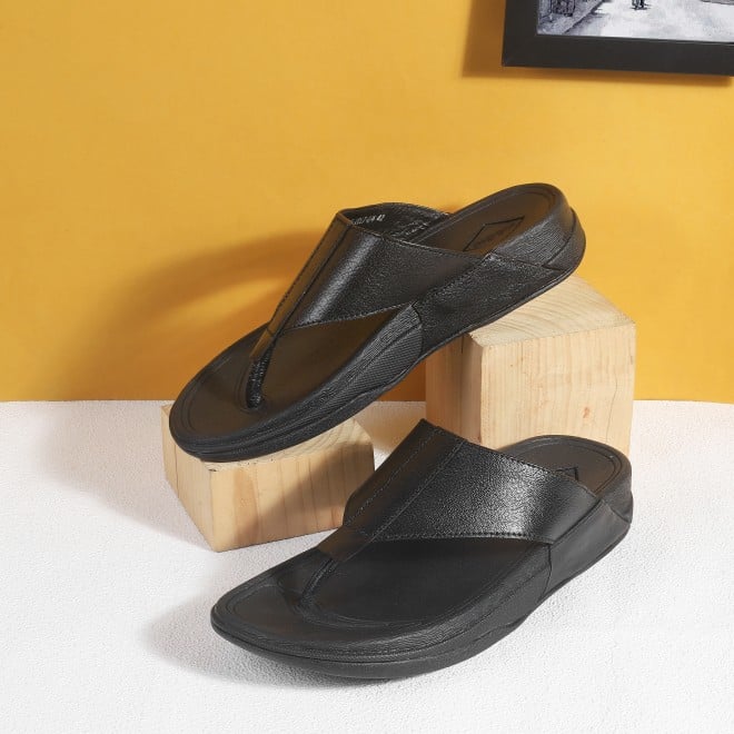 Mochi Men Black Casual Slippers