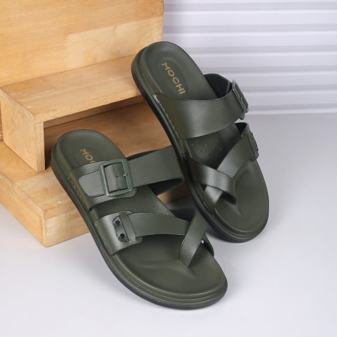 Mochi Men Olive Casual Slippers